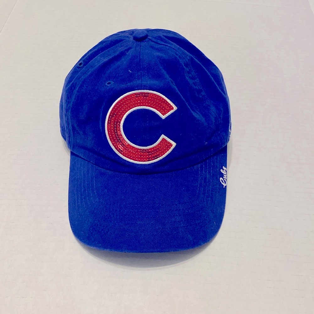 A blue Chicago cubs hat 🧢 with the the number 47 on the side of it